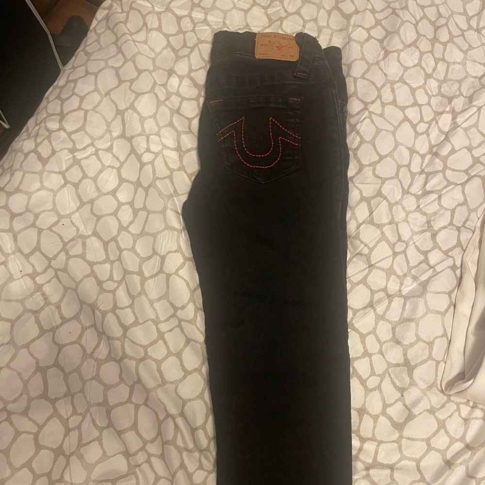 True Religion Black and Red Skinny Jeans